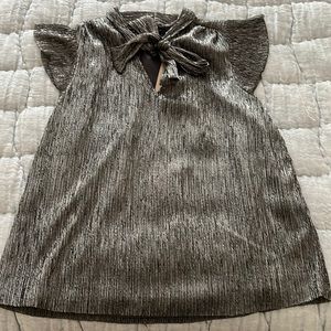 Silver and black flutter sleeve tank